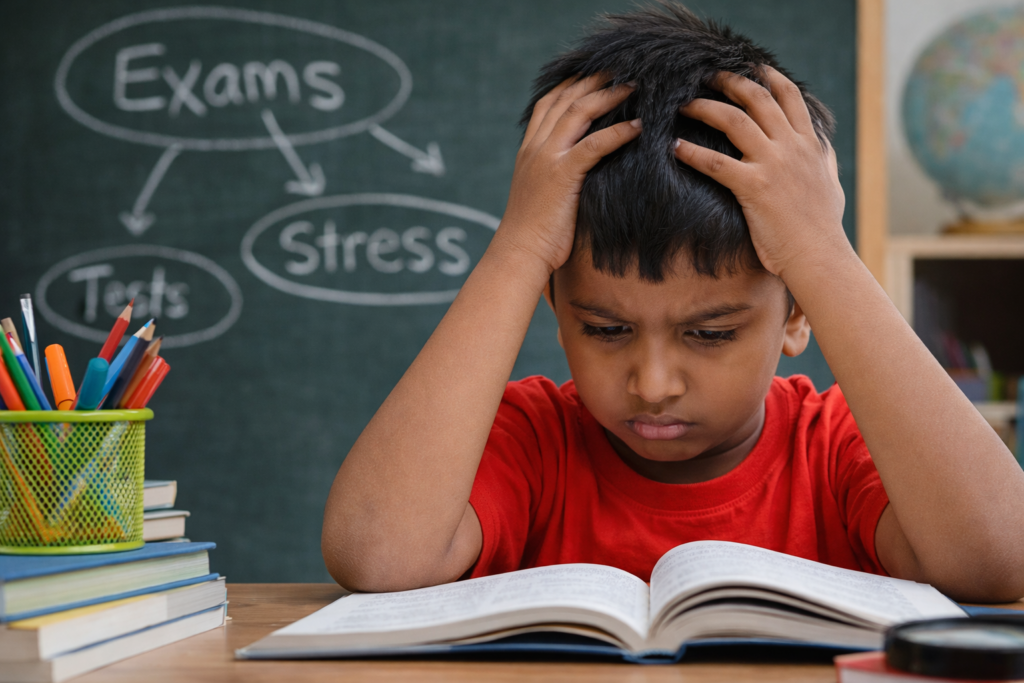 Exam stress in children while studying for exams